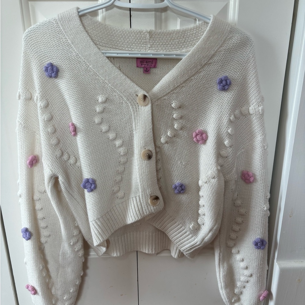 Women's Cream Cardigan with Floral Accents from Francesca’s